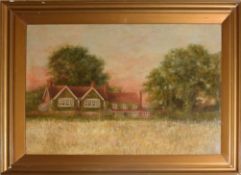 H W Potter, - Broad Cottage, Surlingham, Norfolk, oil on canvas, 40 x 60cm