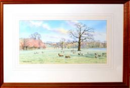 Dianne Branscombe, "Sheep at Blickling", watercolour, signed and dated 1990 lower left, 17 x 34cm