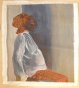 British School (20th Century), African Lady, oil on canvas, unstretched, 75 x 60cm