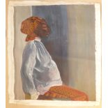 British School (20th Century), African Lady, oil on canvas, unstretched, 75 x 60cm