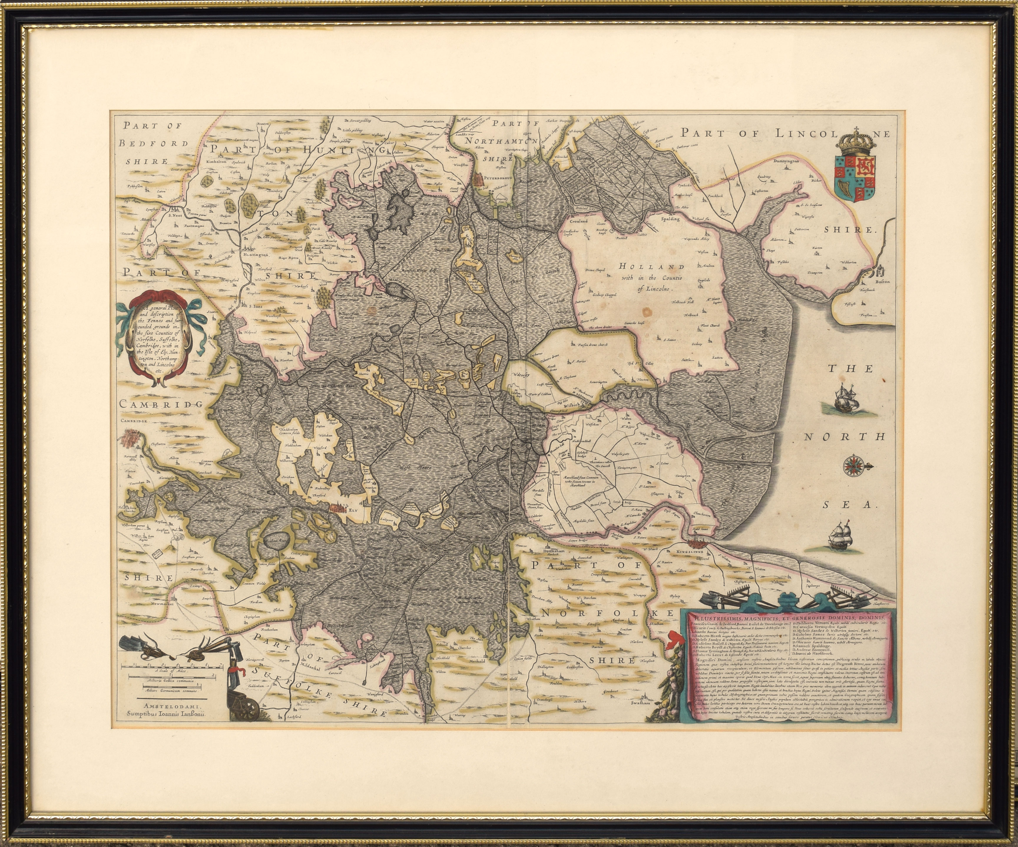 Ioannis Ianbonii - hand coloured engraved map, circa 1650 - A general plot and description of the