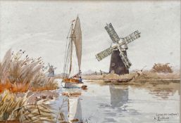 William Leslie Rackham, "Langley (on Yare), watercolour, signed and inscribed with title lower