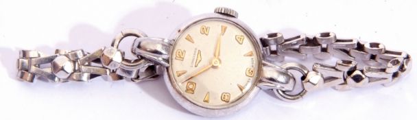 Second/third quarter of 20th century ladies stainless steel Longines wrist watch with mechanical