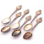 Set of six Edward VIII Coronation tea spoons, London 1936, maker's mark Josiah Williams & Co