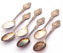 Set of six Edward VIII Coronation tea spoons, London 1936, maker's mark Josiah Williams & Co