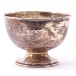 Circular plain Silver Pedestal Bowl raised on a spreading pedestal foot, 7 cms high, 113 gms, hall
