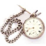 Gents first quarter of 20th century hallmarked silver cased pocket watch with key wind, having
