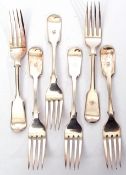 Set of six Victorian plated dessert forks in Fiddle pattern