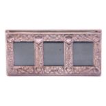 Elizabeth II silver triple glazed photo/stamp frame, embossed decorated with shields, flowers and