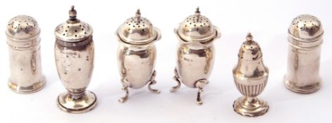 Mixed Lot: pair of George VI silver peppers of bullet design, Birmingham 1940, (no liners), pair
