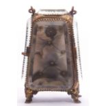 Early 20th century French gilt metal and prism glass panelled travelling watch holder with