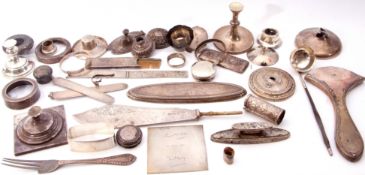 Quantity of silver scrap wares to include sconces, handles, lids etc, 650gms approx g/w