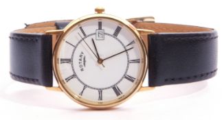 Gents first quarter of 21st century hallmarked 18ct gold cased Rotary wrist watch having blued steel