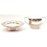 Mixed lot (2). Silver pedestal dish of circular lobed form, reeded edge, hall marked Birmingham