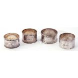 Mixed Lot: pair of George VI silver napkin rings with gadrooned rims, London 1947, together with two