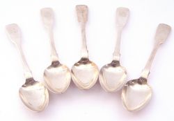 Set of six "Newcastle" Fiddle pattern tea spoons, each engraved with a lion, Newcastle 1812, maker's