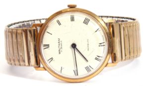 Gents third quarter of 20th century gold plated and stainless steel cased Waltham wrist watch with
