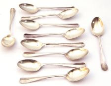 Ten George V silver tea spoons, Hanoverian pattern, Sheffield 1932, maker's mark Northorn Goldsmiths