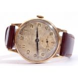Gents third quarter of 20th century 9ct gold cased Smiths wrist watch with "De Luxe" 15-jewel