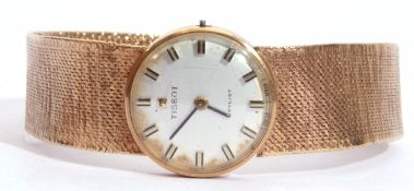 Ladies third quarter of 20th century 9ct gold cased wrist watch with integral 9ct gold meshwork