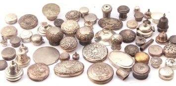 Mixed Lot: large quantity of silver and white metal lids, gross weight 732gms