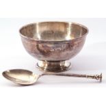 Mixed lot. George V silver pedestal sugar bowl of circular form together with a small matching