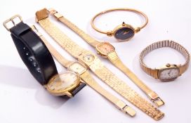 Mixed Lot: gents Ramino gold plated wrist watch together with five ladies wrist watches by