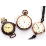 Mixed Lot: ladies 9ct gold wrist watch bearing Glasgow import hallmark for 1921, (a/f); further