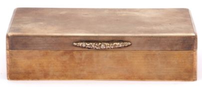 Asprey's silver gilt table cigarette Box of rectangular form, top and sides with engine turned