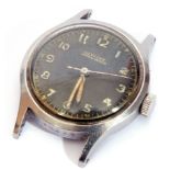 Second quarter of the 20th century mid-sized stainless steel cased wrist watch, the face