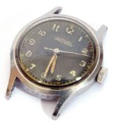 Second quarter of the 20th century mid-sized stainless steel cased wrist watch, the face