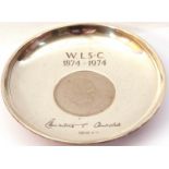Cased hallmarked commemorative silver dish to mark the centenary of the birth of Sir Winston