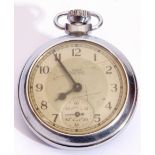 Gents chromium cased Smiths Empire pocket watch with button wind