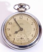 Gents chromium cased Smiths Empire pocket watch with button wind