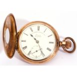 Gents first quarter of 20th century gold plated cased half-hunter pocket watch, the outer case