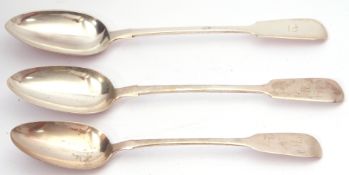 Mixed lot. Pair of Victorian Fiddle pattern serving spoons, hall marked London 1875, makers mark H J