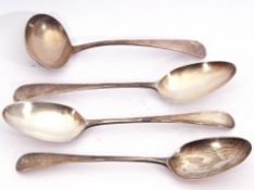 Mixed lot. three Georgian silver Old English pattern tablespoons, hall marked London 1809, makers