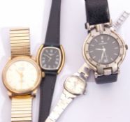 Mixed Lot: gents Emka gold plated wrist watch on gold plated flexible bracelet, further gents