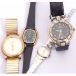 Mixed Lot: gents Emka gold plated wrist watch on gold plated flexible bracelet, further gents