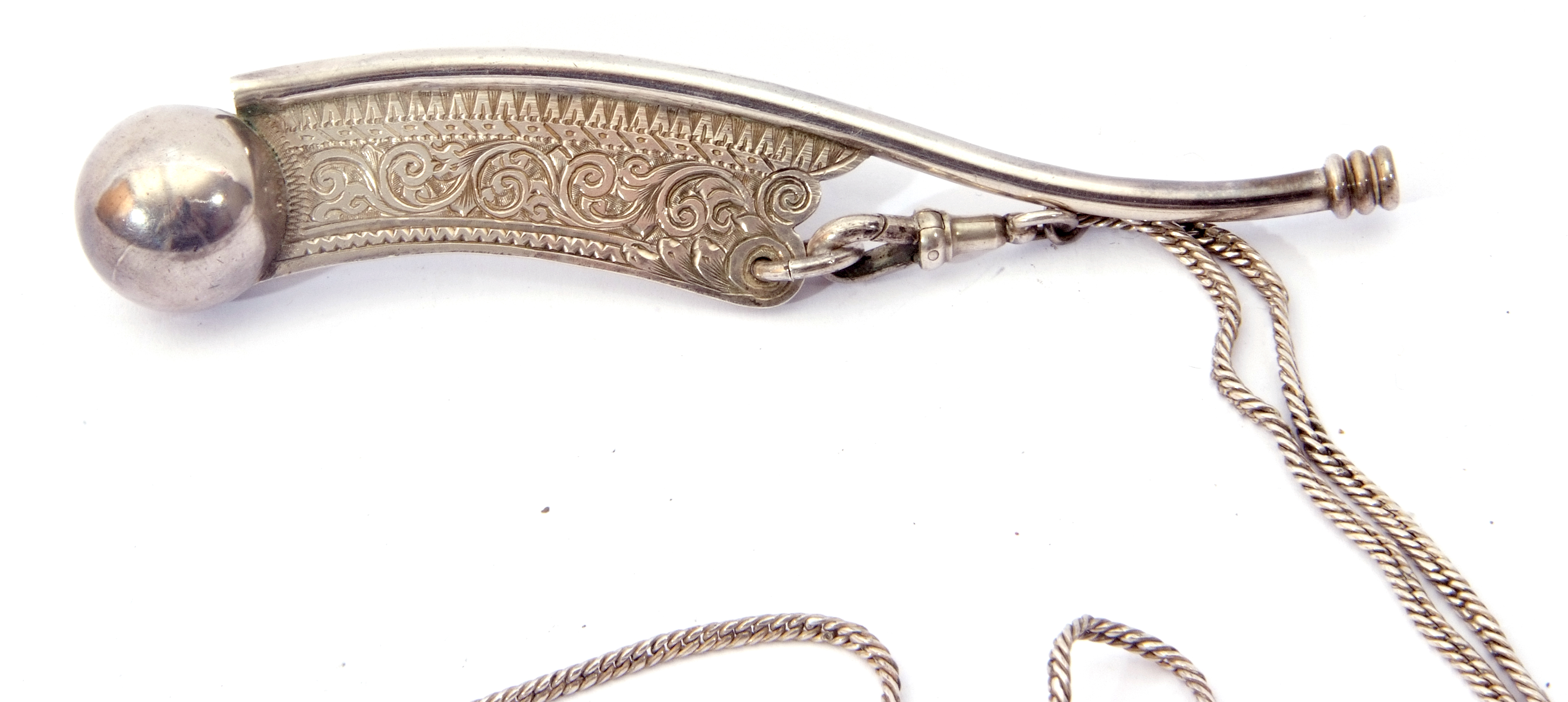 Victorian Bosun's whistle with suspension ring and contemporary engraved inscription, "RNAB PIPING - Image 4 of 4