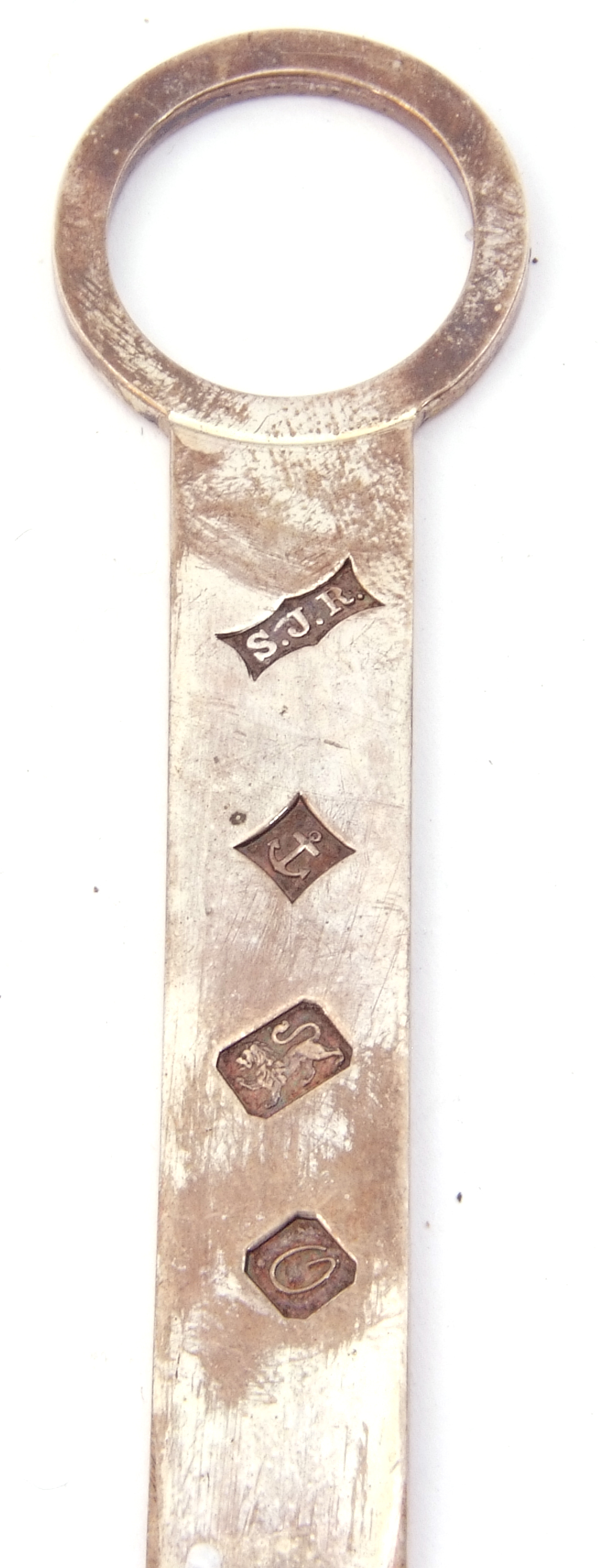 Elizabeth II silver meat skewer, oversized hallmarks for Birmingham 1988, maker's mark S J Rose & - Image 3 of 5