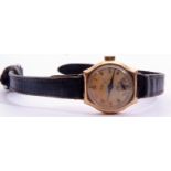 Ladies second quarter of 20th century 9ct gold cased Avia wrist watch with blued steel hands to a