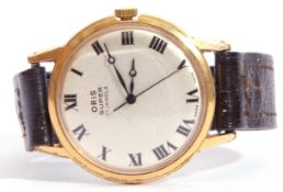 Third quarter of 20th century gent's Oris Super gold plated wrist watch with blued steel hands to