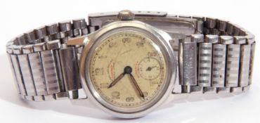 Second/third quarter of 20th century mid-sized stainless steel cased wrist watch, the face inscribed