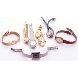 Mixed Lot: seven ladies mid/late 20th century gold plated and other wrist watches including