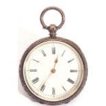 Last quarter of 19th century ornate silver cased fob watch with wind, having gold hands to a white