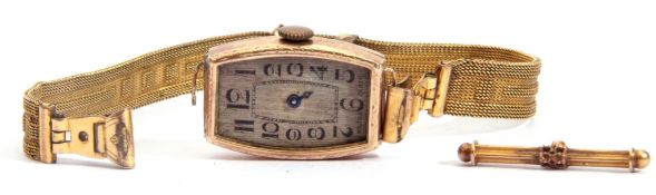 Ladies second quarter of 19th century 9ct gold cased wrist watch with Swiss movement, the dial of