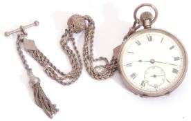 Gents first quarter of 20th century hallmarked silver cased pocket watch with blued steel hands to a
