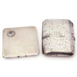 Mixed lot. George VI silver compact of square form, engine turned decorated, the front applied