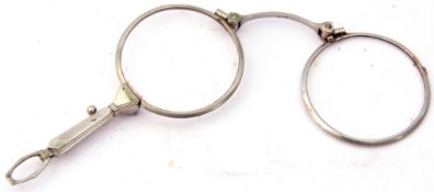 Pair of cased vintage folding metal lorgnettes